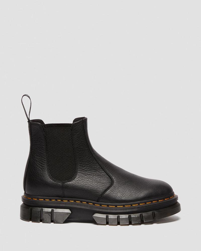 Black Men's Dr Martens Rikard Lunar Leather Chelsea Boots | CA 494DFM